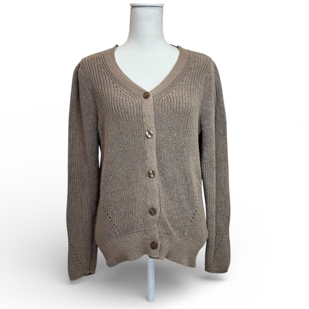 Fransa Puff Shoulder Button Up Cardigan Sweater